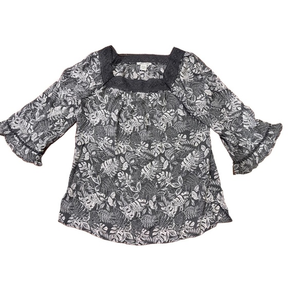 Tops - Sabrina Lauren Floral Square Neck Bell Sleeve Blouse Size Medium